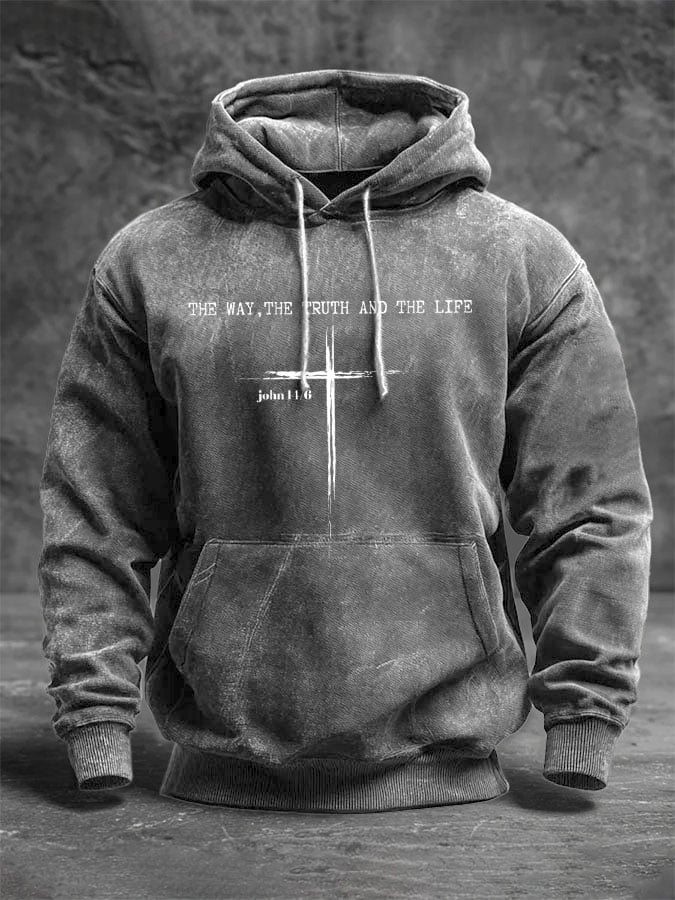 Men's Jesus The Way The Truth The Life Printed Casual Hoodie