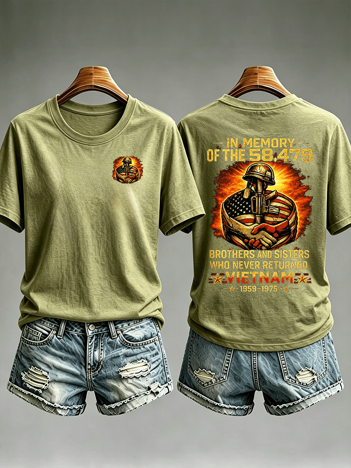 Women's In Memory Of The 58,479 Tribute T-Shirt, Vietnam Era Memorial Graphic Tee