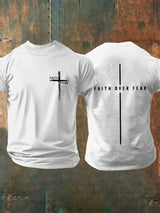 Men's Faith Over Fear Printed Casual T-Shirt