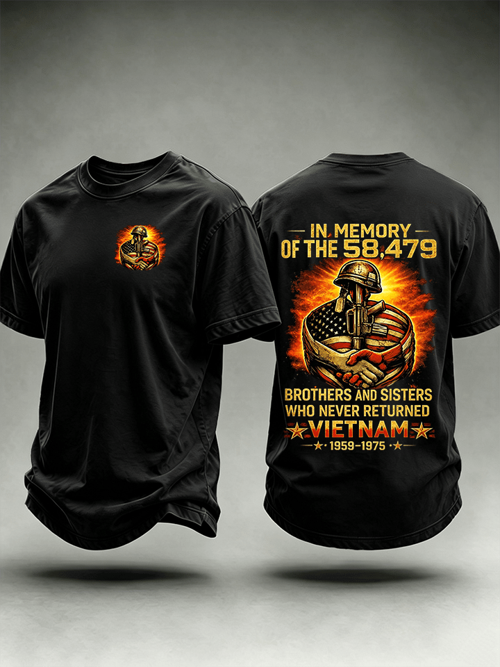 Men's In Memory Of The 58,479 Tribute T-Shirt, Vietnam Era Memorial Graphic Tee