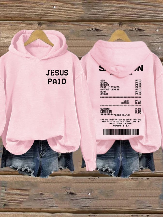 Women's Salvation Jesus Paid It All Faith  Printed Sweatshirt