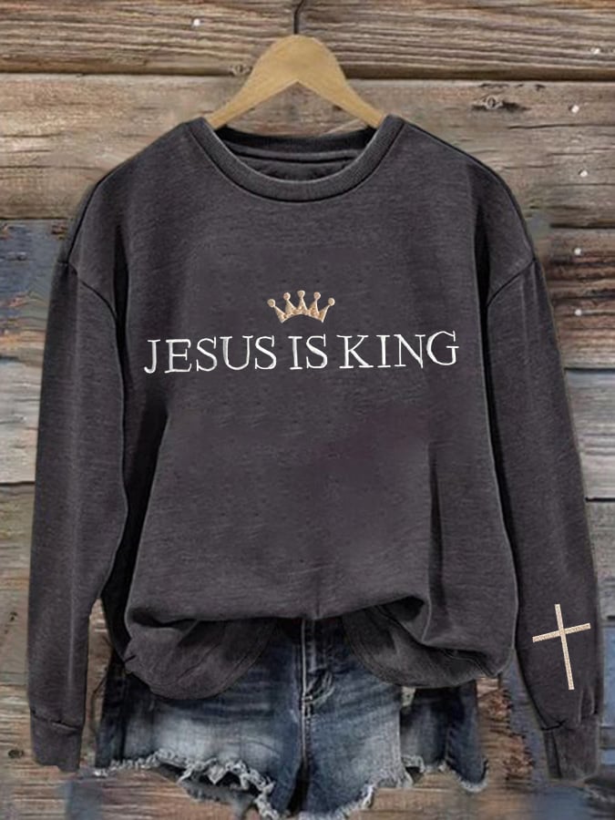 Women'S Casual Faith Print Sweatshirt