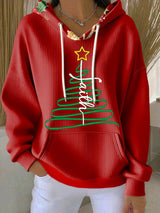 Women's Casual Print Long Sleeve Hooded Sweatshirt