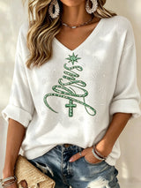Women's Casual Printed Waffle Top