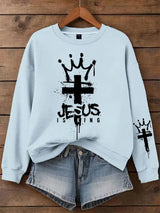 Women's Jesus Is King Faith Print Sweatshirt