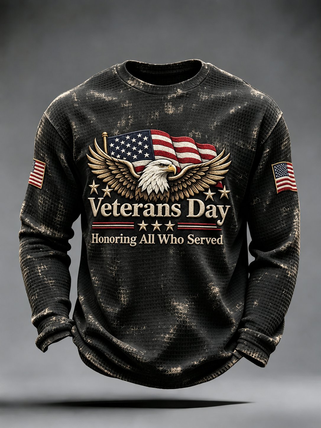 Men's Veterans Day Theme Waffle Long Sleeve T-Shirt
