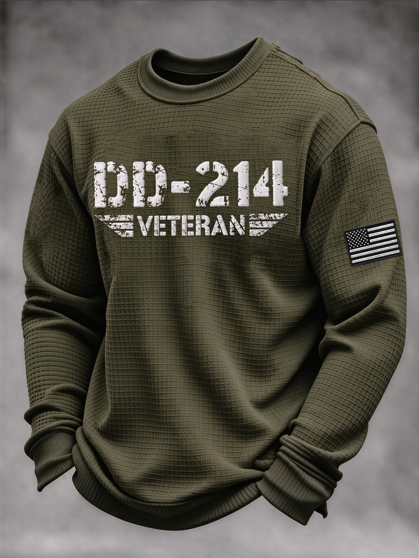 Men's Veteran Pride Dd-214 Printed Waffle Casual Top