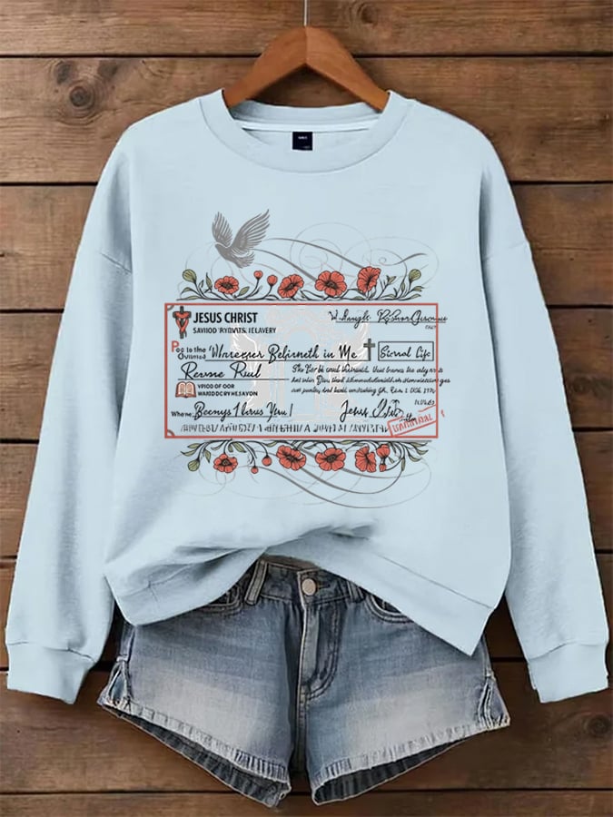 Women's Jesus Paid It All Faith Print Sweatshirt