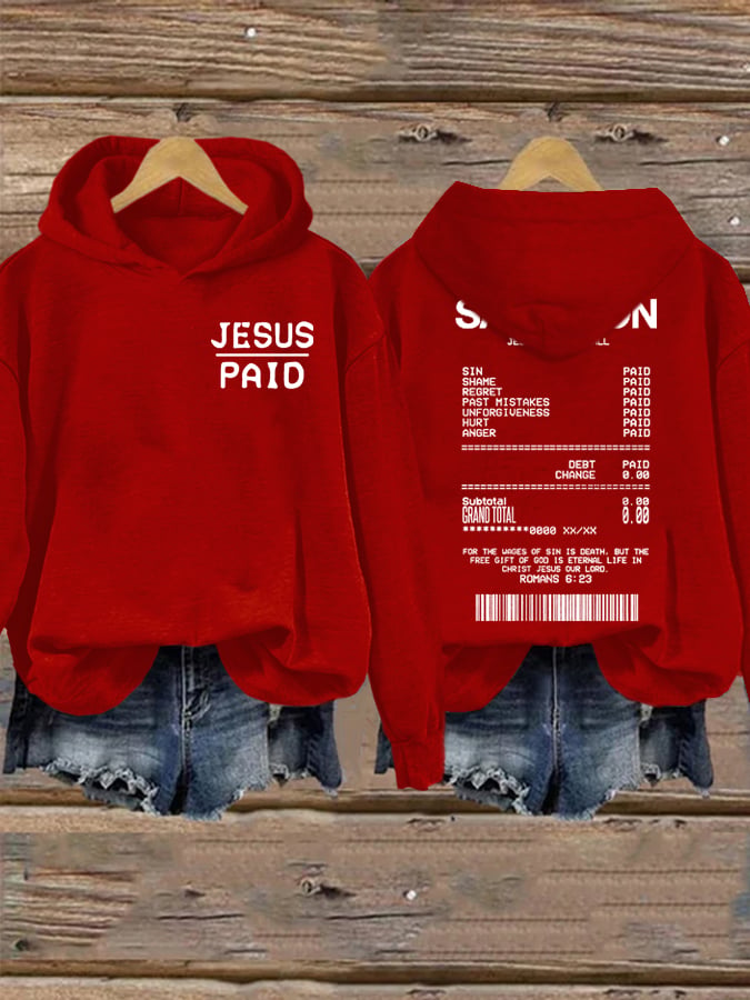 Women's Salvation Jesus Paid It All Faith  Printed Sweatshirt
