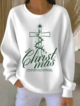 Women's Casual Printed Waffle Long-Sleeve Top