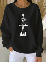 Women's Autumn Christmas Faith Printed Casual Crew Neck Top