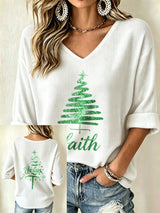 Women's Casual Printed Waffle Top