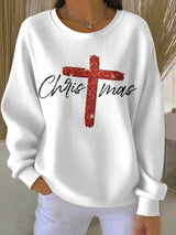 Retro Christmas Faith Cross Print Sweatshirt