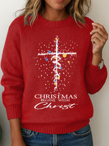 Women'S Casual Christmas "Christmas Begins With Christ" Print Sweater