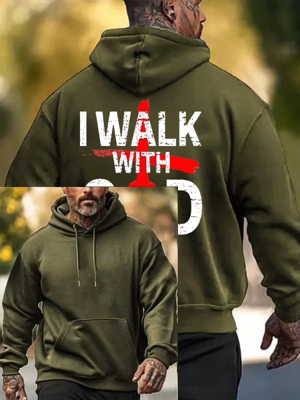 Men's Faith Print Long Sleeve Hooded Sweatshirt