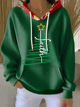 Women's Casual Print Long Sleeve Hooded Sweatshirt