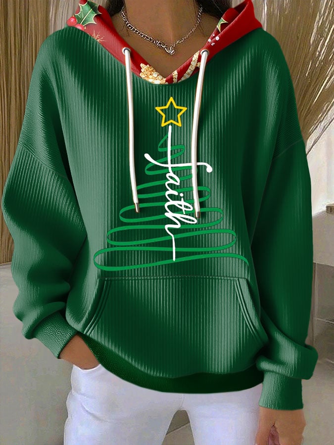 Women's Casual Print Long Sleeve Hooded Sweatshirt