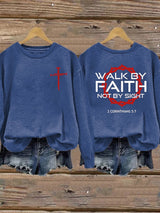 Women'S Casual Faith Print Sweatshirt