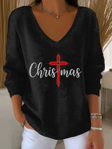 Women's Christmas Faith Print Casual Knitwear