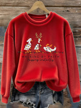 Women's Christmas Duck  Walking By Faith Tripping Constantly  Print Plush Sweatshirt