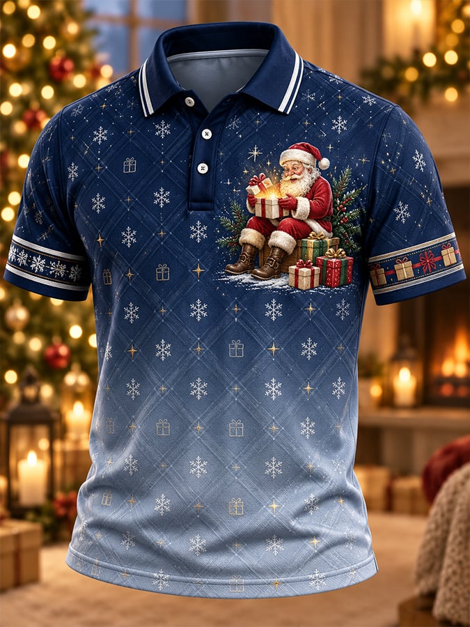 Men's Casual Christmas Short-Sleeve Polo Shirt
