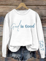 Women'S Casual Faith Print Sweatshirt