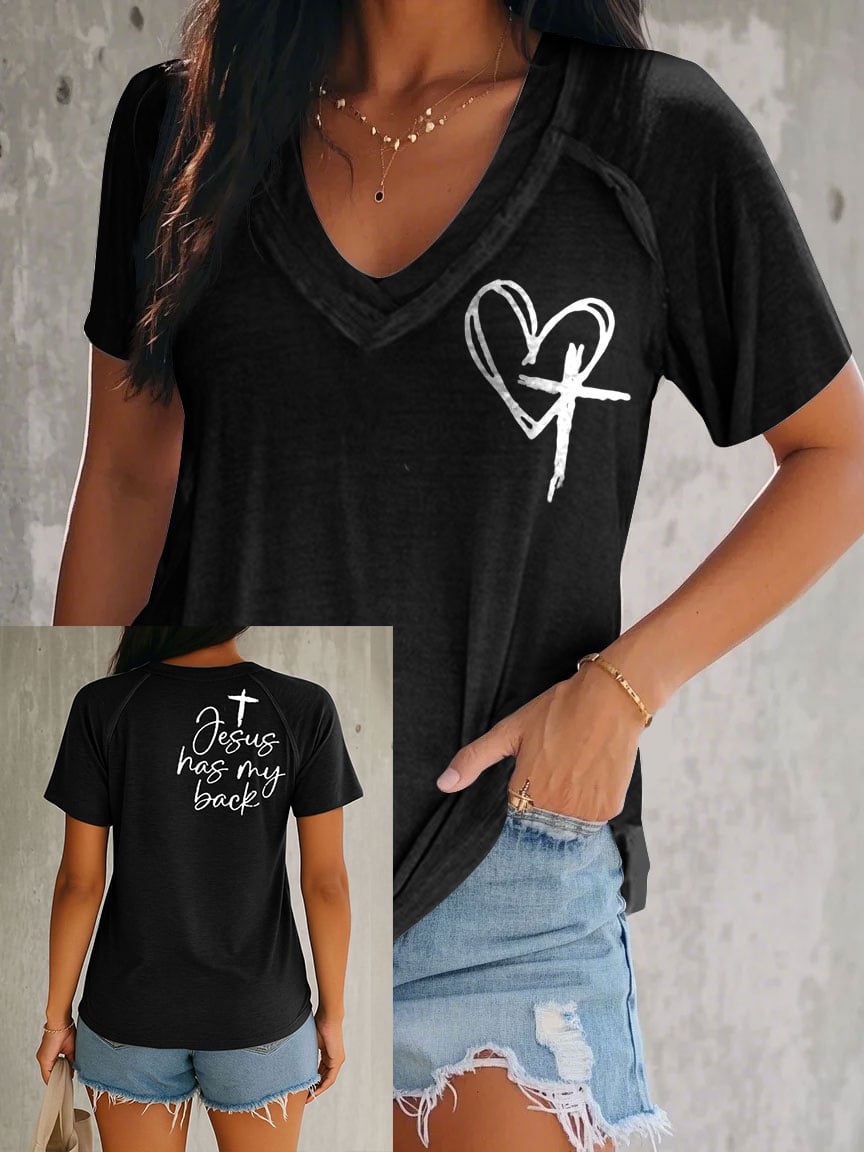 Women's Faith Cross Printed Short Sleeve T-shirt