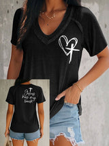 Women's Faith Cross Printed Short Sleeve T-shirt