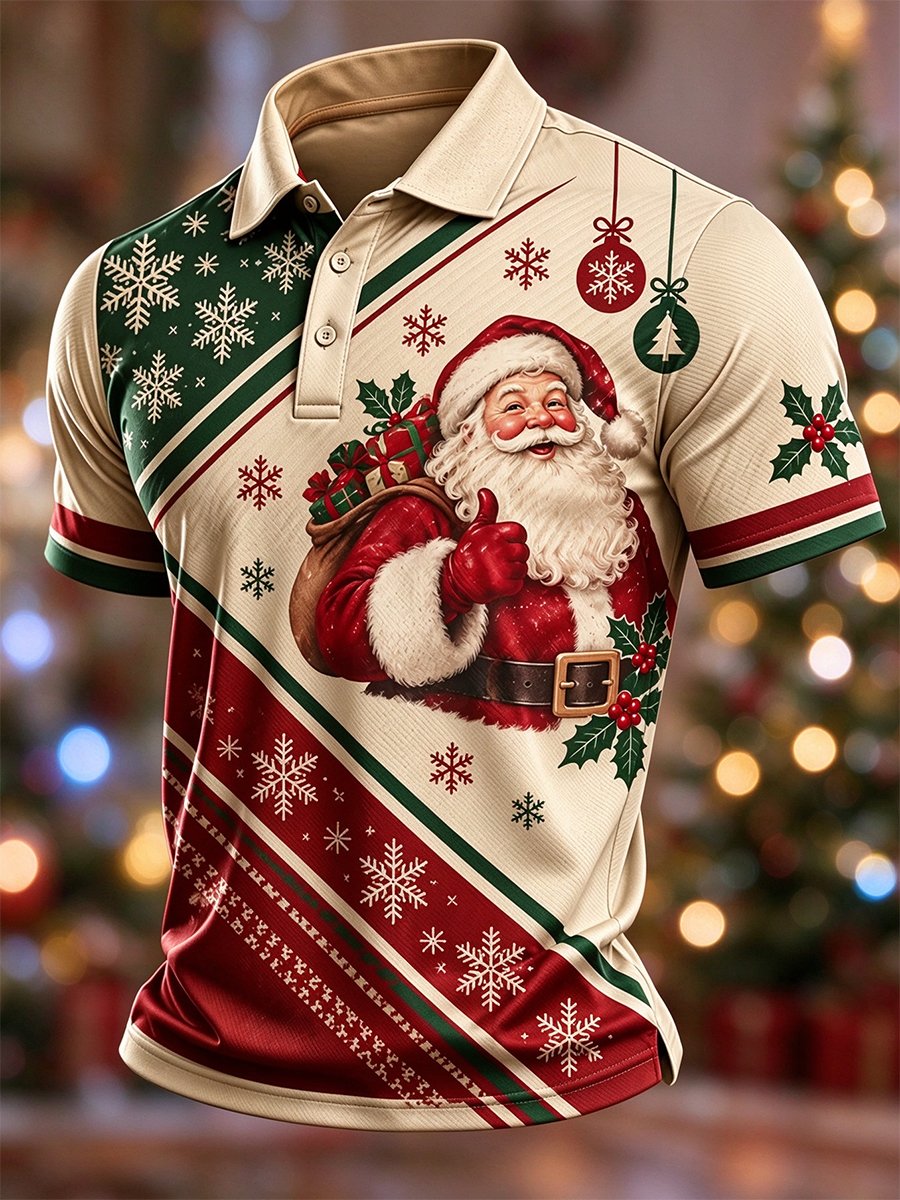Men's Casual Christmas Short-Sleeve Polo Shirt