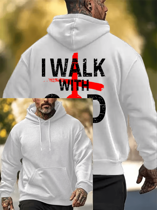 Men's Faith Print Long Sleeve Hooded Sweatshirt