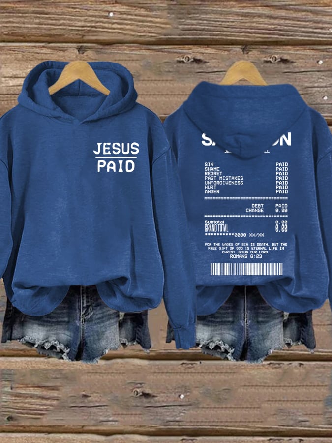 Women's Salvation Jesus Paid It All Faith  Printed Sweatshirt