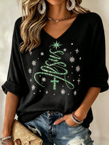 Women's Casual Printed Waffle Top