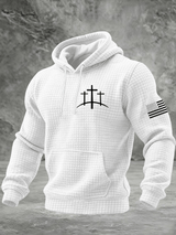 Men's Faith Print Checkered Fabric Hooded Sweatshirt