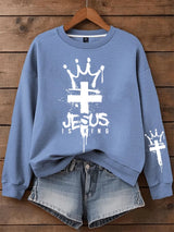 Women's Jesus Is King Faith Print Sweatshirt