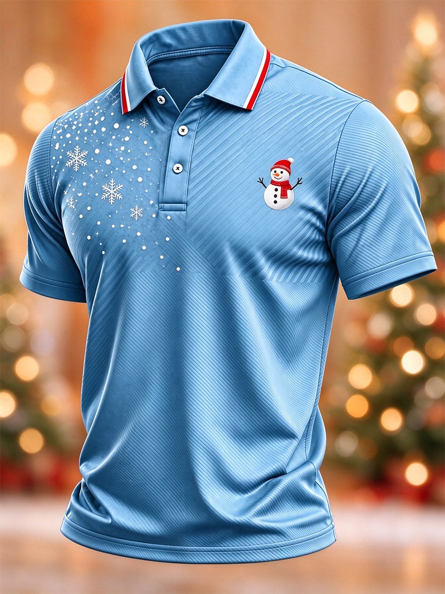Men's Casual Christmas Short-Sleeve Polo Shirt