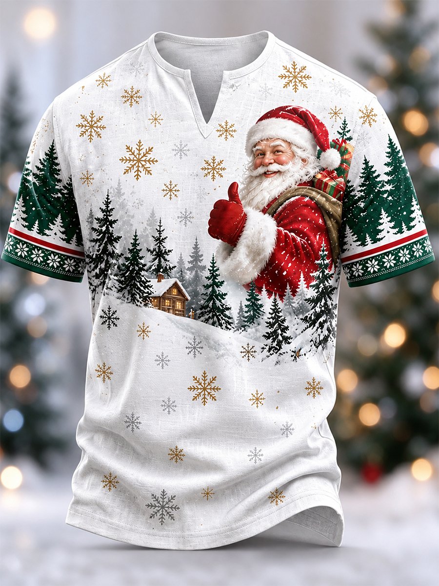 Men's Christmas Faux-Linen T-shirt