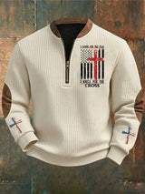 Men's I Stand For The Flag I Kneel for The Cross Faith Print Sweatshirt