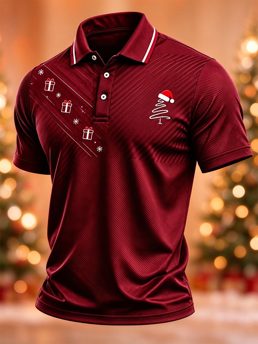 Men's Casual Christmas Short-Sleeve Polo Shirt