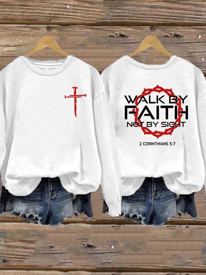 Women'S Casual Faith Print Sweatshirt