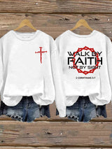 Women'S Casual Faith Print Sweatshirt