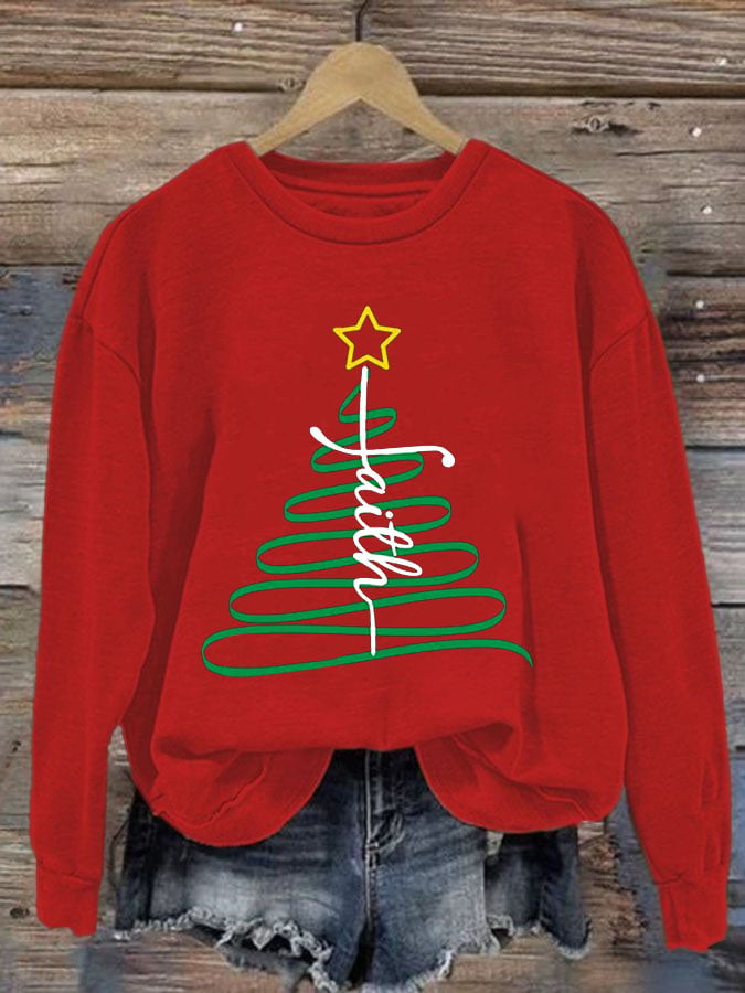 Women'S Casual Faith Print Sweatshirt