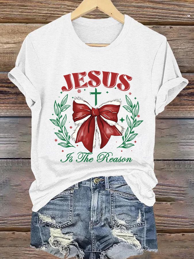 Women'S Casual Faith "Jesus Is The Reason" Short Sleeve T-Shirt