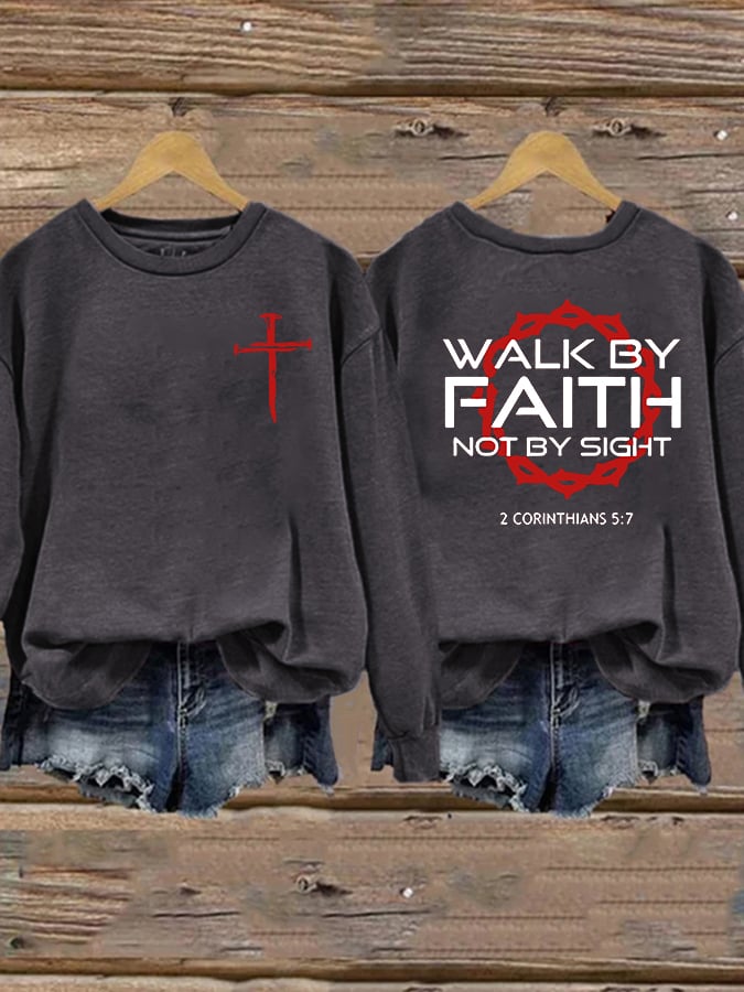 Women'S Casual Faith Print Sweatshirt