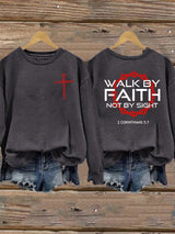 Women'S Casual Faith Print Sweatshirt