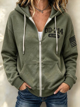 Women's Veteran Pride DD-214 Printed Zip-Up Hoodie