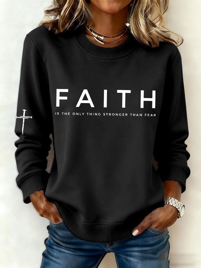 Women'S Faith Cross Print Sweatshirt