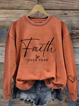 Women's casual faith overcomes fear sweatshirt