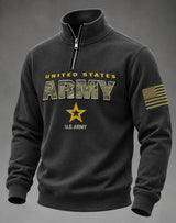 Men's U.S. Veterans Day Print Stand-Collar Zip-Up Sweatshirt