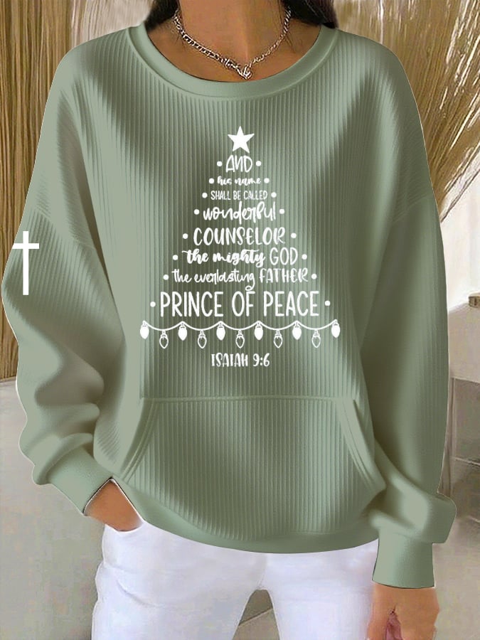 Women's Autumn Christmas Faith Printed Casual Crew Neck Top