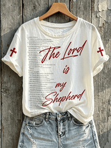 Women's Retro  The Lord Is My Shepherd Faith Print T-shirt